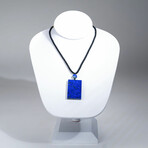 Genuine Square Lapis Lazuli Pendant with Black Cord v.1