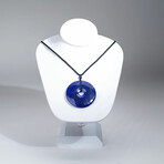 Genuine Round Lapis Lazuli Pendant with Black Cord // 51 g
