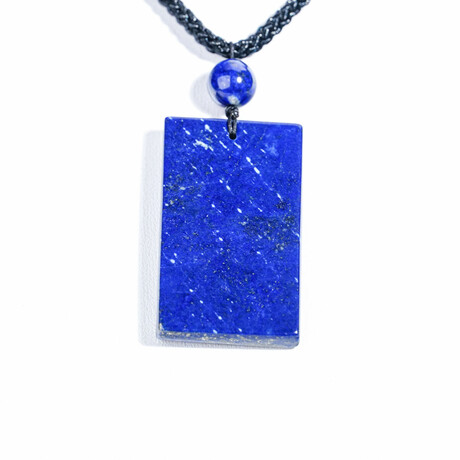 Genuine Rectangle Lapis Lazuli Pendant With Adjustable Length Black Cord // 33.1g