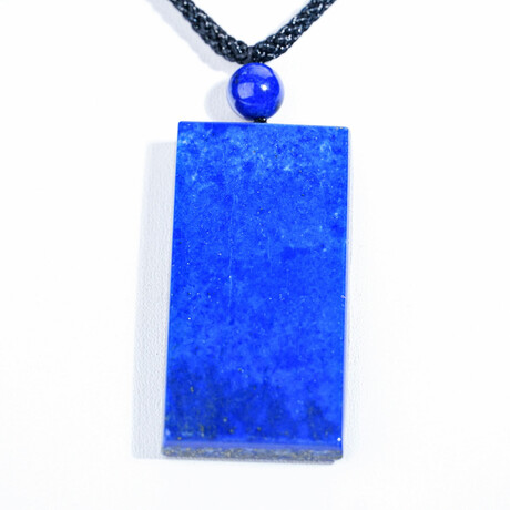 Genuine Square Lapis Lazuli Pendant with Black Cord v.5