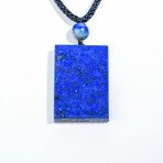 Genuine Square Lapis Lazuli Pendant with Black Cord v.1