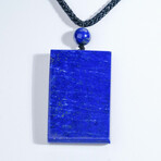 Genuine Round Lapis Lazuli Pendant with Black Cord // 30 g