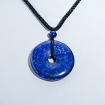 Genuine Round Lapis Lazuli Pendant with Black Cord v.1