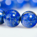 Genuine Beaded Lapis Lazuli Stretch Bracelet // 10mm