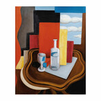 The Louis Philippe Table with the Bottle and the Glass 1920 // Roger de La Fresnaye (18"H x 15"W x 2"D)