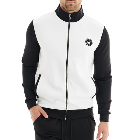 Leo Mock Neck Jacket // White + Black (XS)