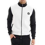 Leo Mock Neck Jacket // White + Black (XL)