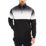 Loghan Gradient Half Zip Mock Neck Pullover // Black + White Gradient (XS)