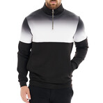 Loghan Gradient Half Zip Mock Neck Pullover // Black + White Gradient (XS)