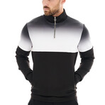 Loghan Gradient Half Zip Mock Neck Pullover // Black + White Gradient (XS)