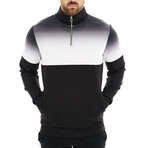 Loghan Gradient Half Zip Mock Neck Pullover // Black + White Gradient (XS)