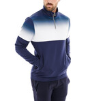 Loghan Gradient Half Zip Mock Neck Pullover // Navy + White Gradient (S)