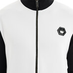 Leo Mock Neck Jacket // White + Black (XL)