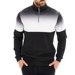 Loghan Gradient Half Zip Mock Neck Pullover // Black + White Gradient (XS)