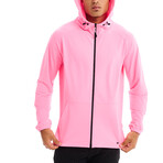 Kenny Solid Breathable Light Weight Zip Hoodie // Pink (L)