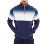 Loghan Gradient Half Zip Mock Neck Pullover // Navy + White Gradient (S)