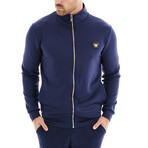 Eli Solid Mock Neck Jacket // Navy (S)