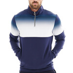 Loghan Gradient Half Zip Mock Neck Pullover // Navy + White Gradient (S)
