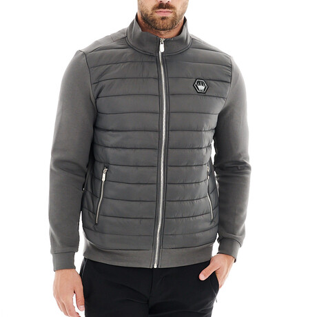 Mimo Solid Bomber Knit Jacket // Gray (XS)