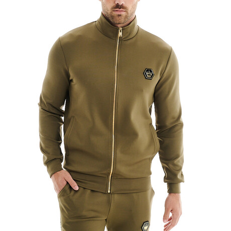 Eli Solid Mock Neck Jacket // Olive (XS)