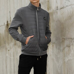 Mimo Solid Bomber Knit Jacket // Gray (S)