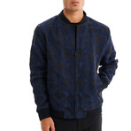 Gavin Pegasus Print Bomber with Matching Face Mask // Navy (L)