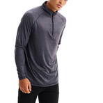 Grace Solid Half Zip Mock Neck Top // Gray (XS)