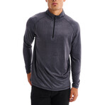 Grace Solid Half Zip Mock Neck Top // Gray (XS)