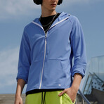 Kenny Solid Breathable Light Weight Zip Hoodie // Blue (M)