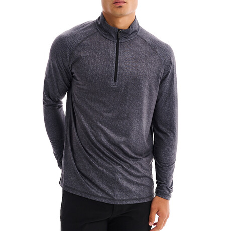 Grace Solid Half Zip Mock Neck Top // Gray (XS)