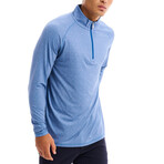 Grace Solid Half Zip Mock Neck Top // Blue (2XL)