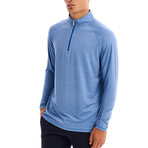 Grace Solid Half Zip Mock Neck Top // Blue (2XL)