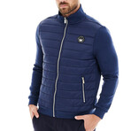 Mimo Solid Bomber Knit Jacket // Navy (XL)