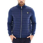 Mimo Solid Bomber Knit Jacket // Navy (XL)