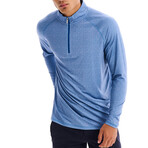 Grace Solid Half Zip Mock Neck Top // Blue (2XL)