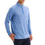Grace Solid Half Zip Mock Neck Top // Blue (2XL)