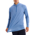 Grace Solid Half Zip Mock Neck Top // Blue (2XL)