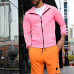 Kenny Solid Breathable Light Weight Zip Hoodie // Pink (L)