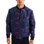 Ian Impala + Cheetah Print Bomber with Matching Face Mask // Navy (M)