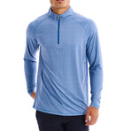 Grace Solid Half Zip Mock Neck Top // Blue (2XL)