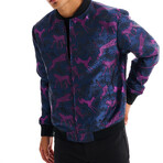 Ian Impala + Cheetah Print Bomber with Matching Face Mask // Navy (M)
