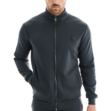 Parker Solid Mock Neck Jacket // Gray (XS)