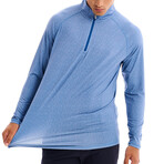 Grace Solid Half Zip Mock Neck Top // Blue (2XL)