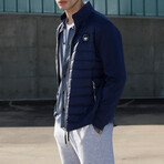 Mimo Solid Bomber Knit Jacket // Navy (XL)