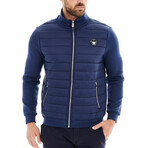 Mimo Solid Bomber Knit Jacket // Navy (XL)