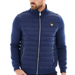 Mimo Solid Bomber Knit Jacket // Navy (XL)