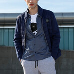 Mimo Solid Bomber Knit Jacket // Navy (XL)