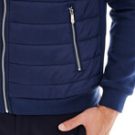 Mimo Solid Bomber Knit Jacket // Navy (XL)