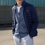 Mimo Solid Bomber Knit Jacket // Navy (XL)