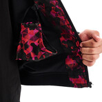 Jon Abstract Camo Print Bomber with Matching Face Mask // Red (2XL)
